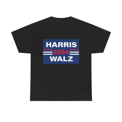 Unisex Heavy Cotton Tee, Harris Walz, Trump, Donkey with boots