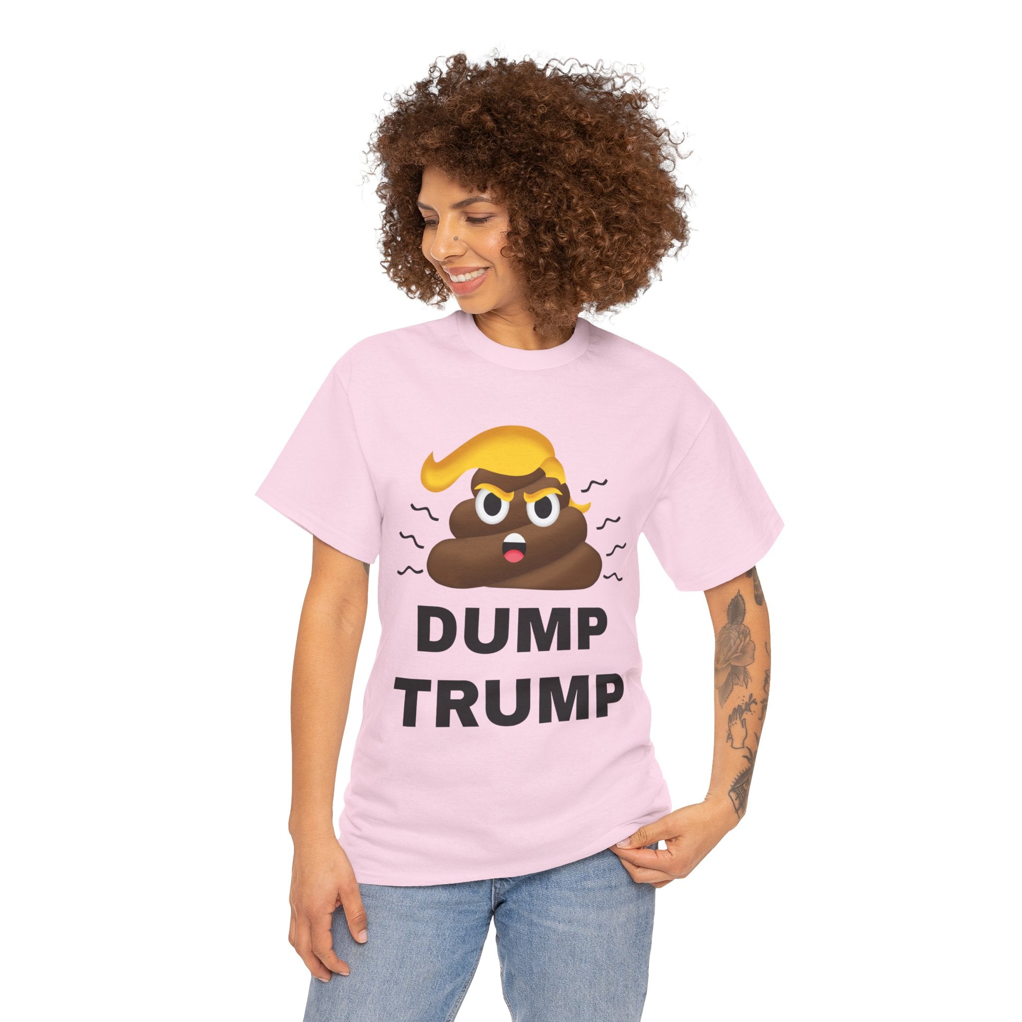 Unisex Heavy Cotton Tee, Harris Walz, Trump, T-shirt, Dump Trump emoji