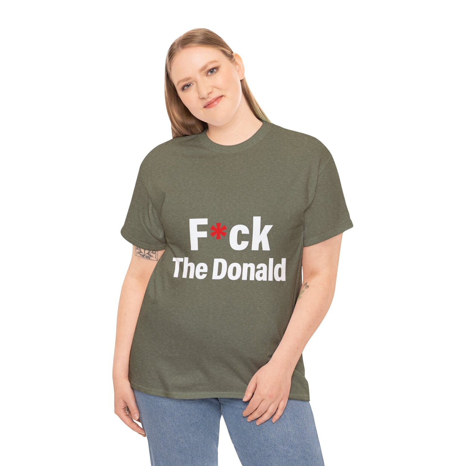 Unisex Heavy Cotton Tee, Harris Walz, Trump, T-shirt, F*ck The Donald