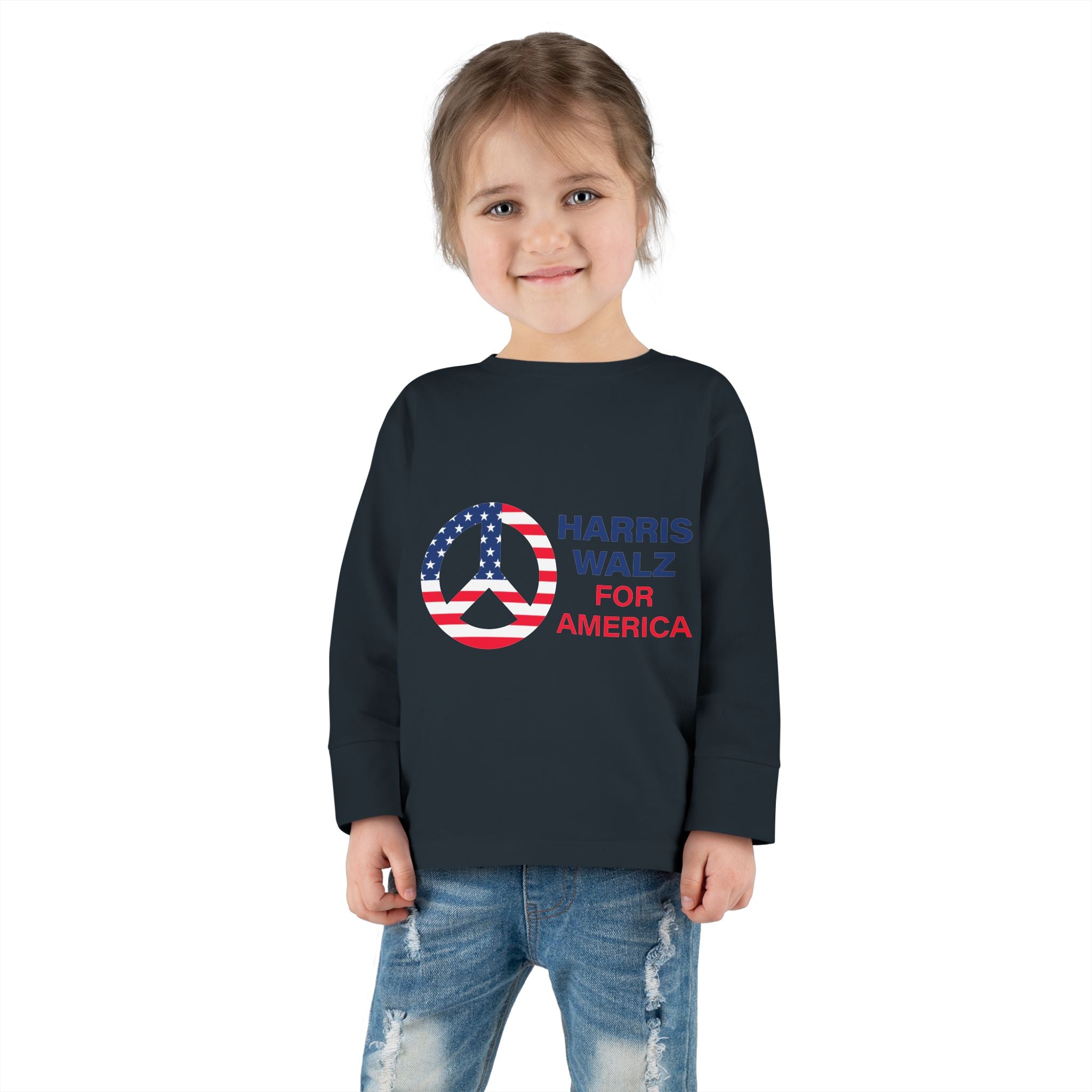 Toddler Long Sleeve Tee - LOGO Peace Sign Harris Walz