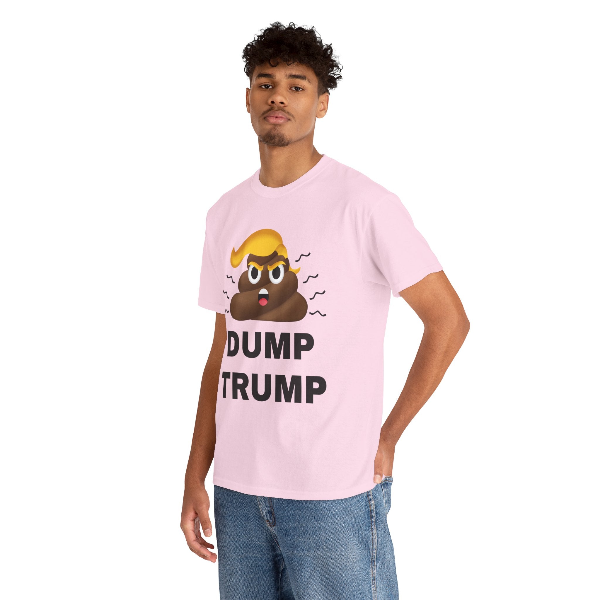 Unisex Heavy Cotton Tee, Harris Walz, Trump, T-shirt, Dump Trump emoji