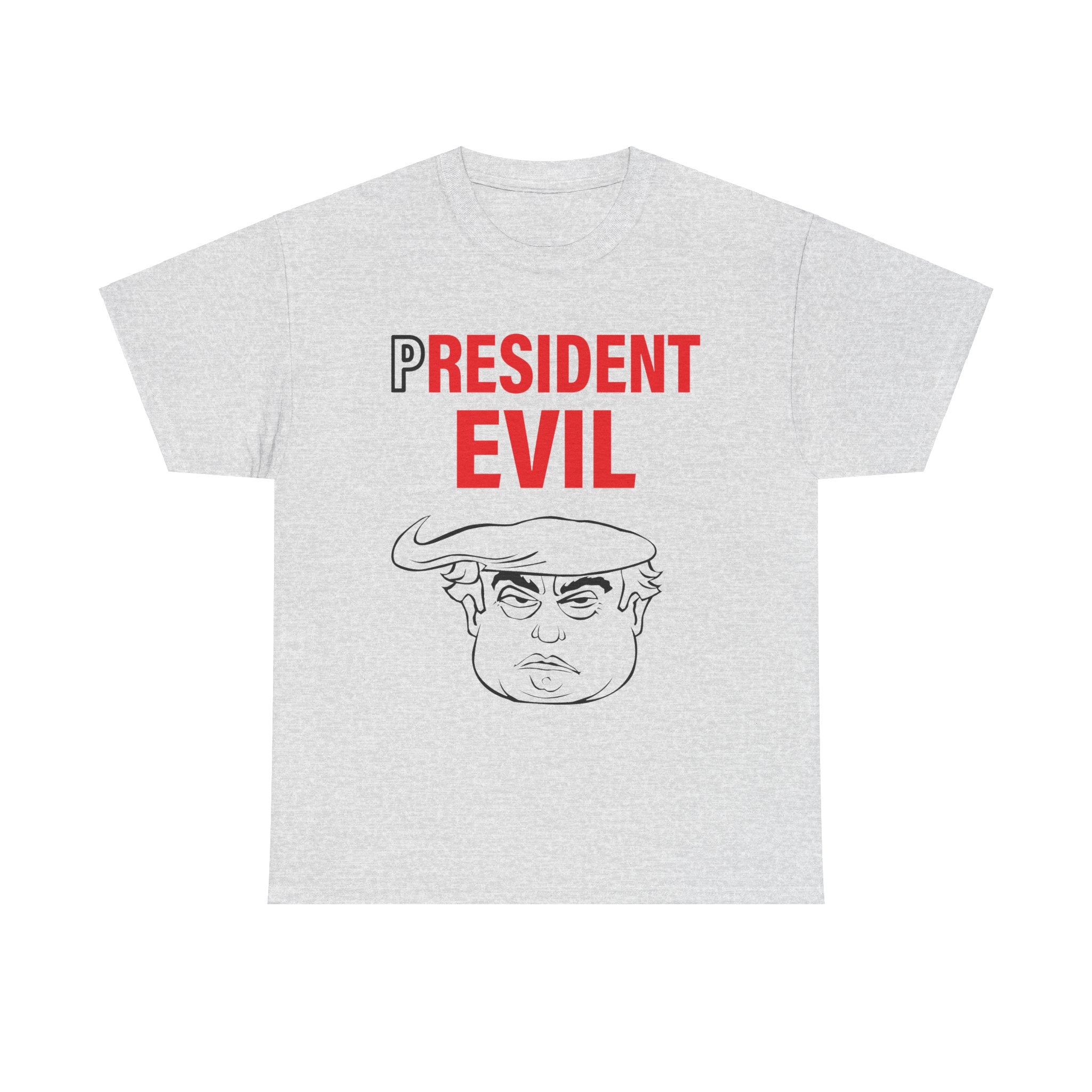 Unisex Heavy Cotton Tee, Harris Walz, President Evil, Trump