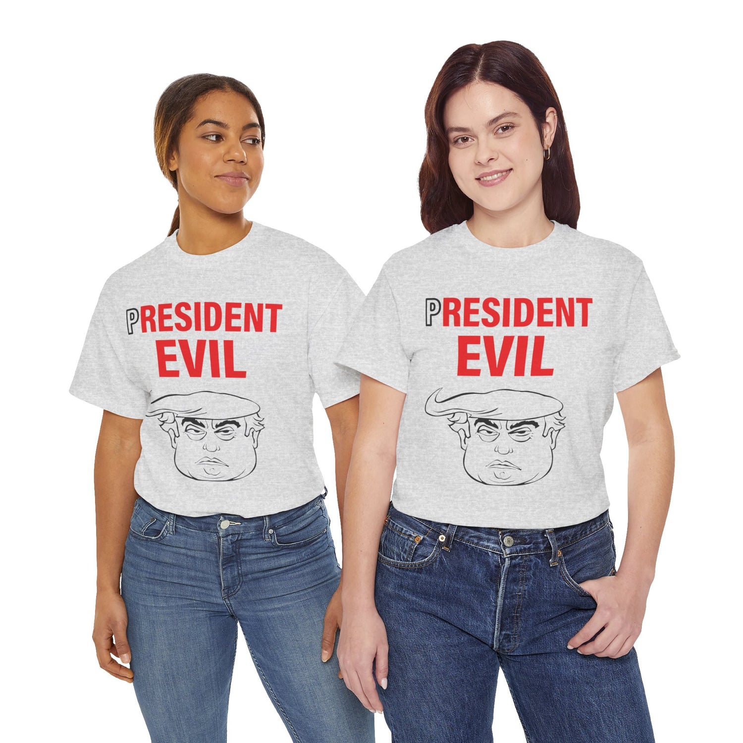 Unisex Heavy Cotton Tee, Harris Walz, Trump, T-shirt, President Evil