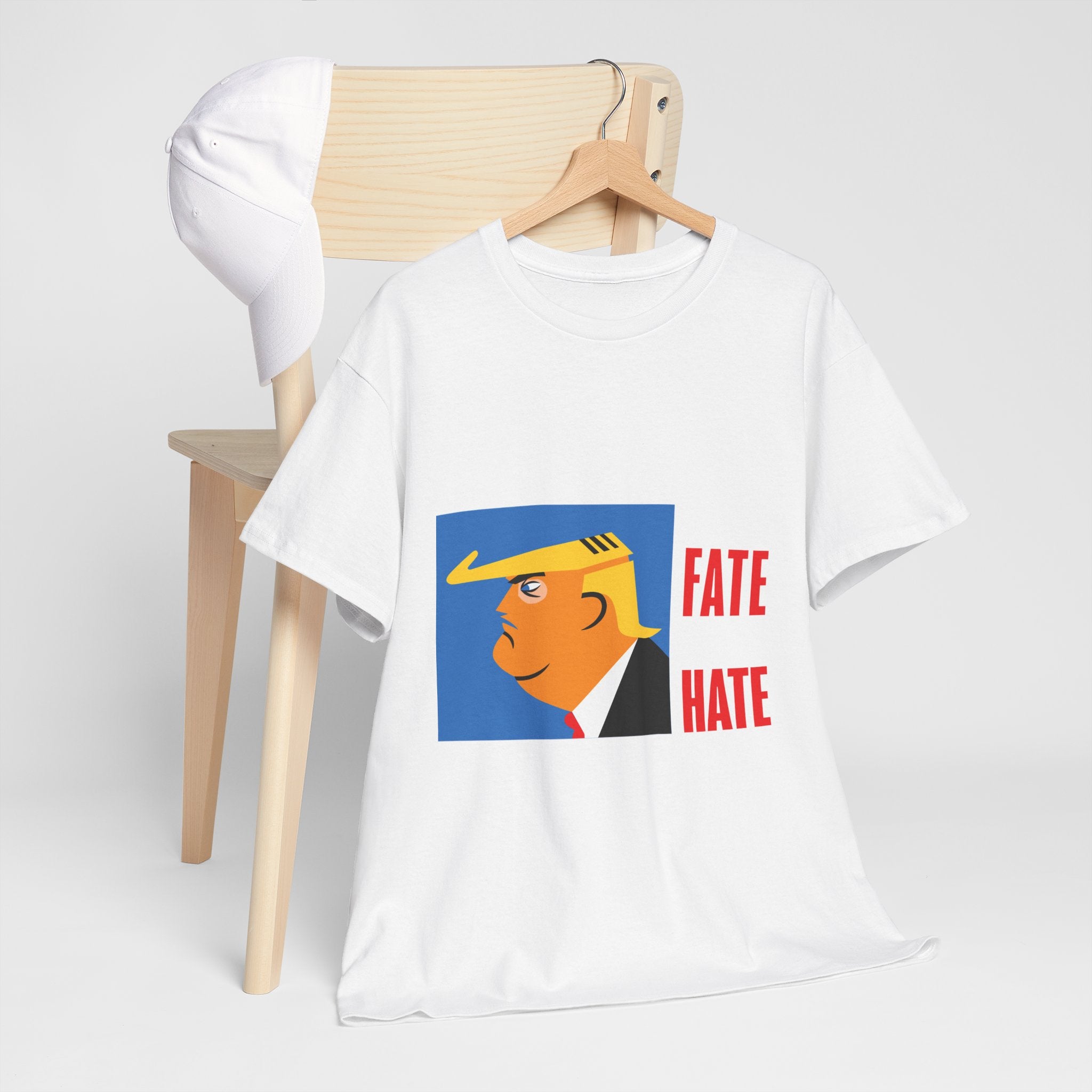 Unisex Heavy Cotton Tee, Harris Walz, Trump, T-shirt, Trump Save Our Fate from Hate