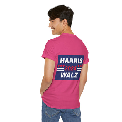 Unisex Heavy Cotton Tee, Harris Walz, Trump, T-shirt, Trump 50 shades of Orange Spray Tan