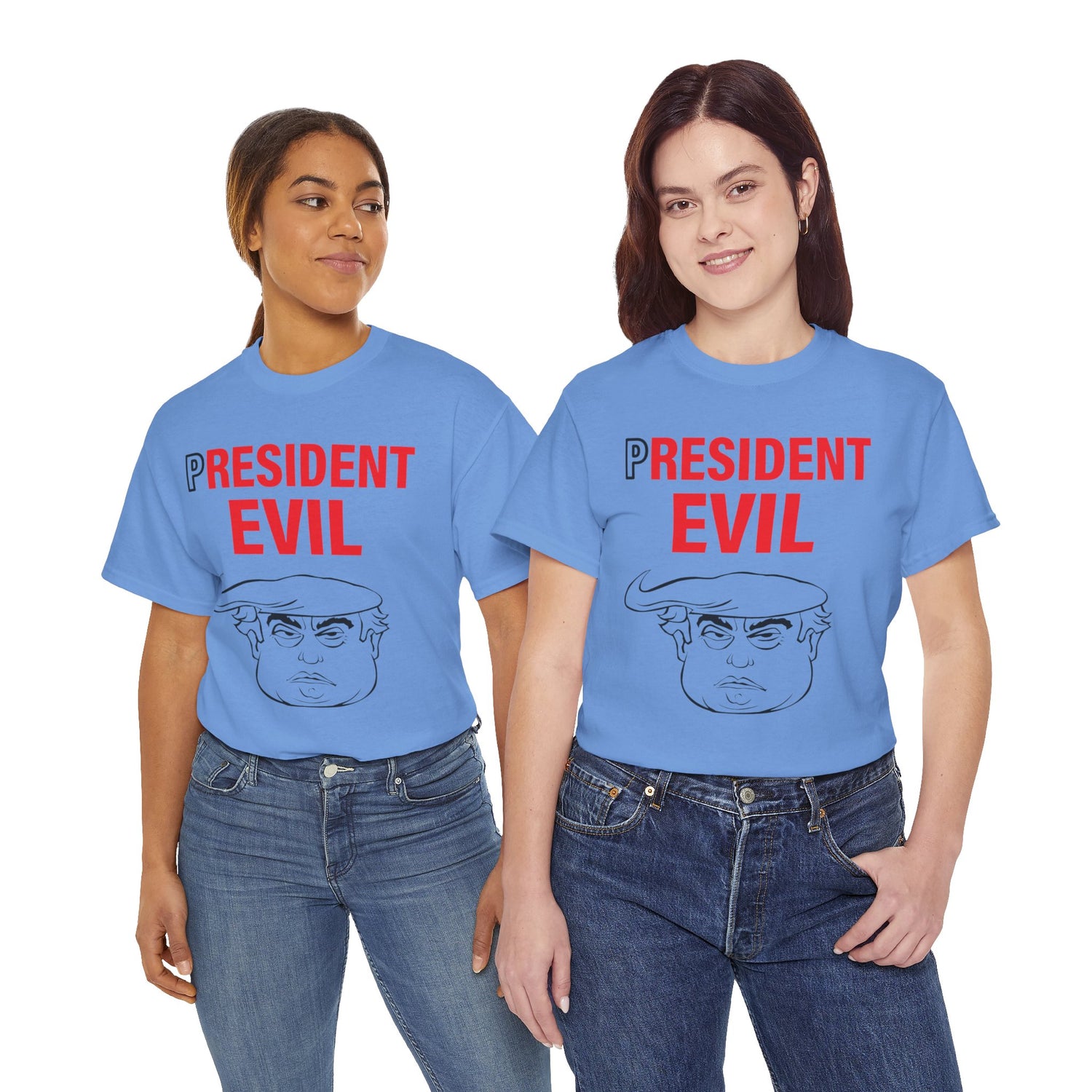 Unisex Heavy Cotton Tee, Harris Walz, Trump, T-shirt, President Evil