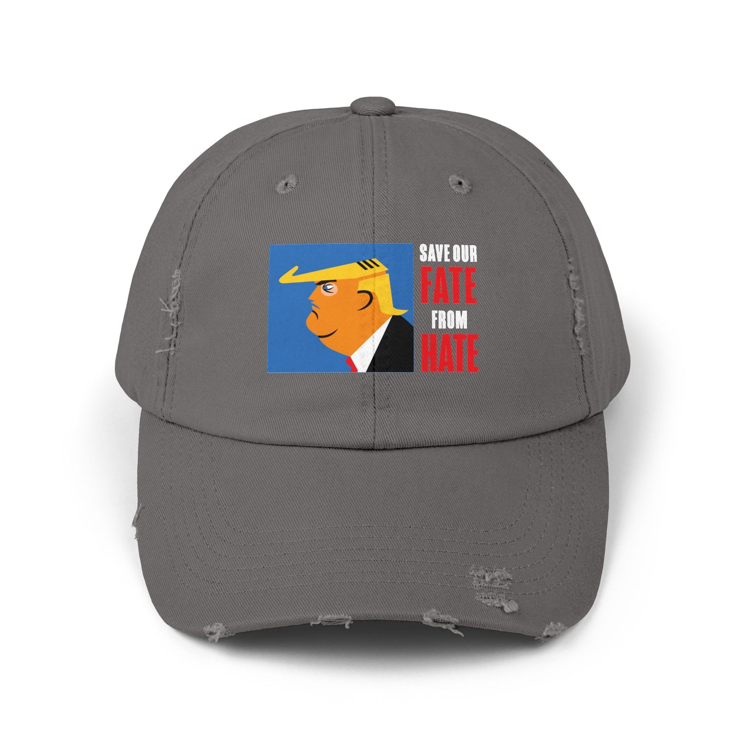 Unisex Distressed Cap, Harris Walz, Trump, Save Our  Fate from Hate, hats