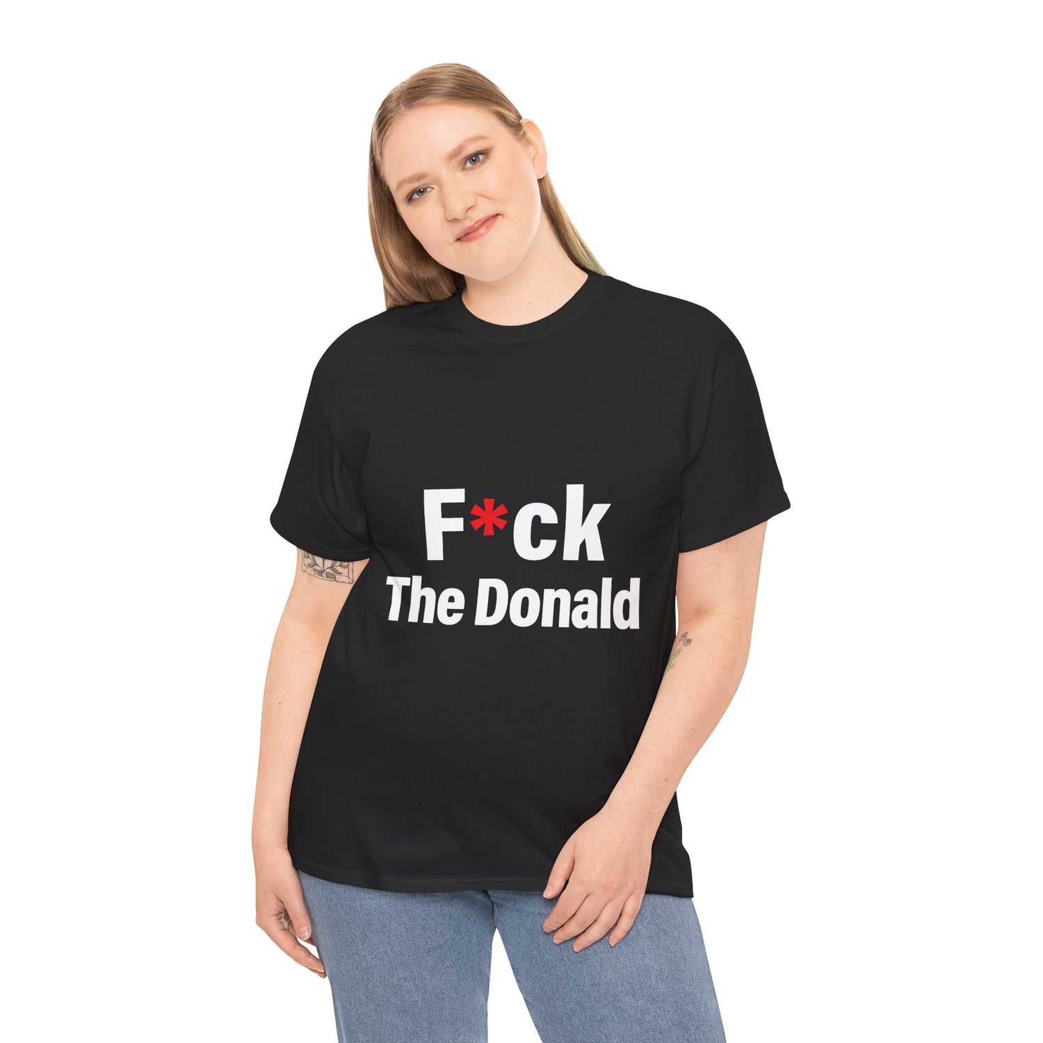 Unisex Heavy Cotton Tee, Harris Walz, Trump, T-shirt, F*ck The Donald