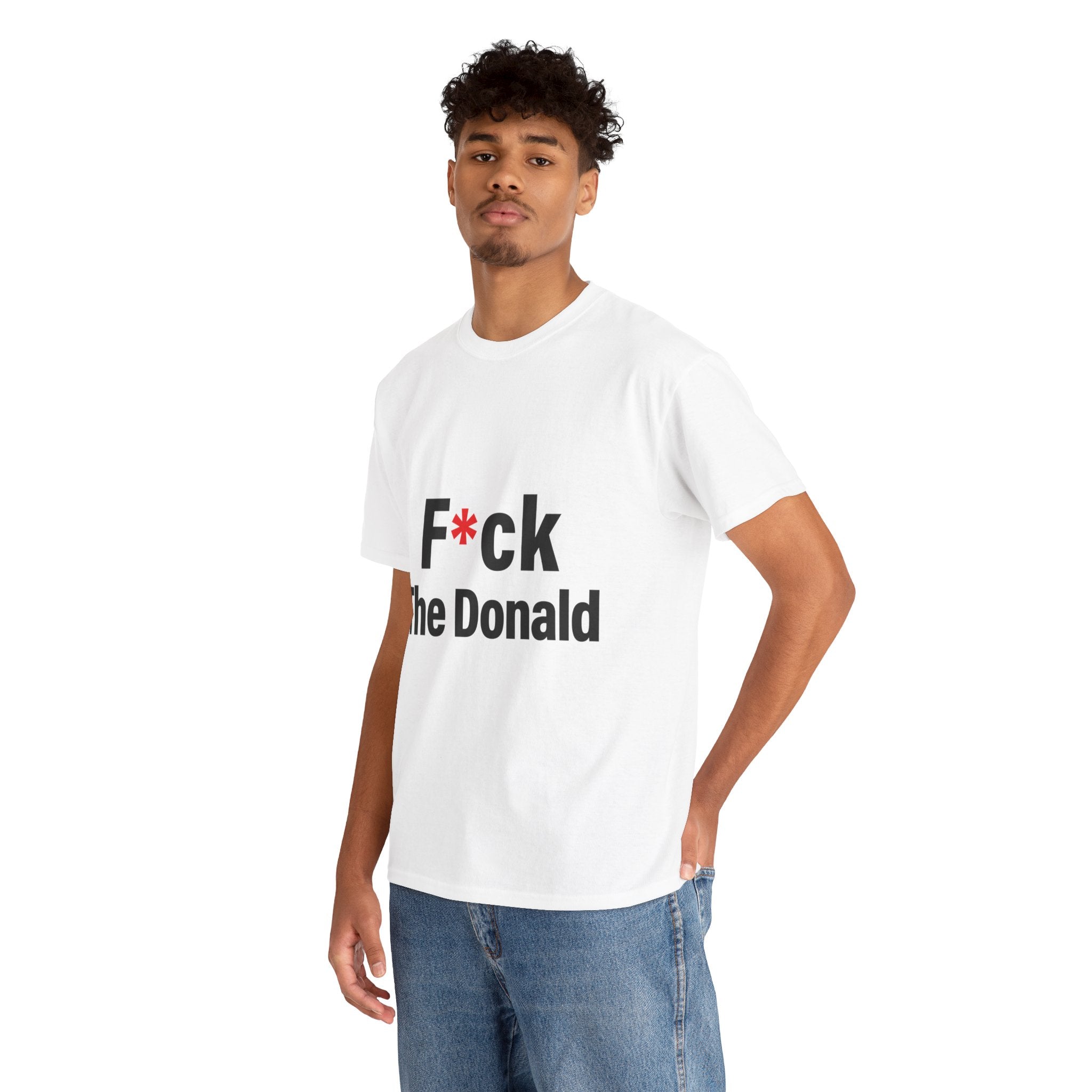 Unisex Heavy Cotton Tee, Harris Walz, Trump, T-shirt, F*ck The Donald