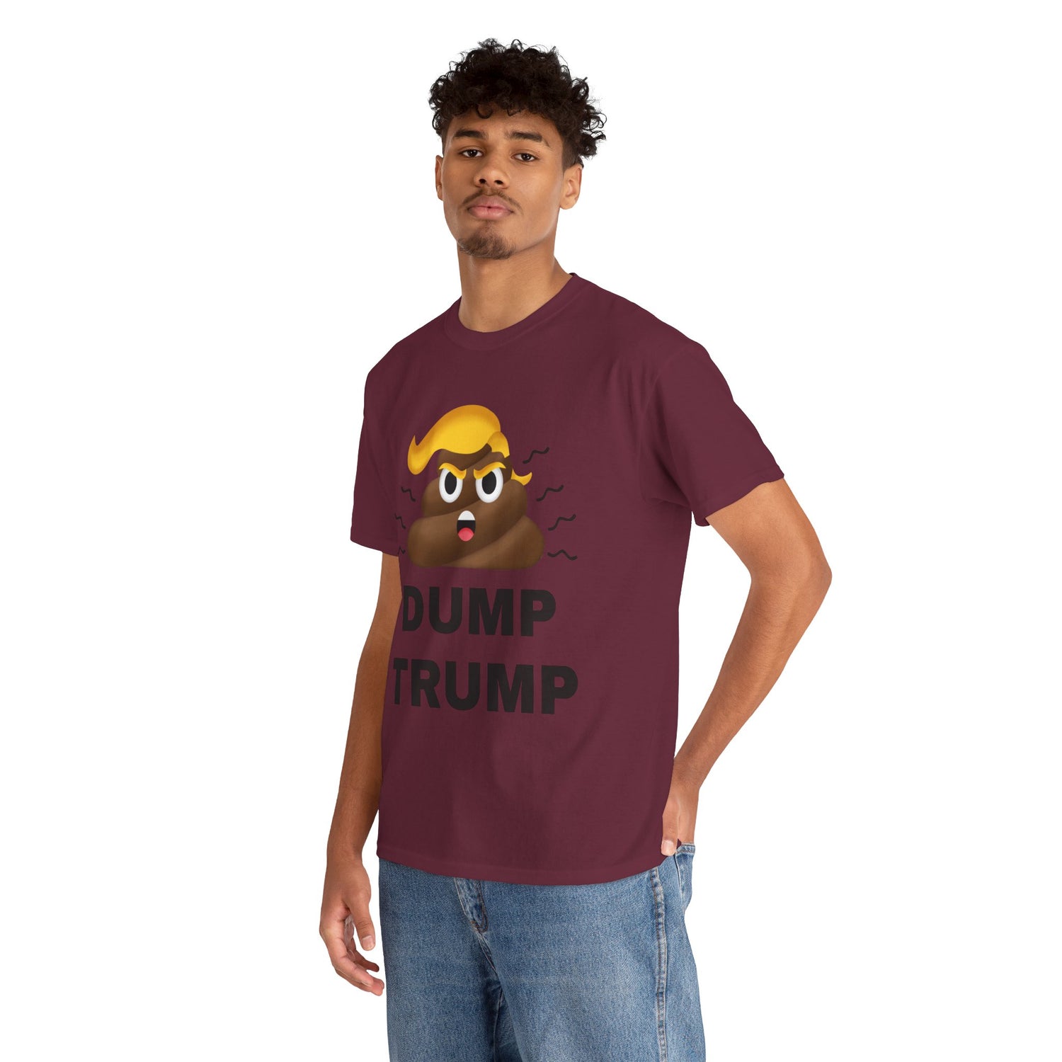 Unisex Heavy Cotton Tee, Harris Walz, Trump, T-shirt, Dump Trump emoji