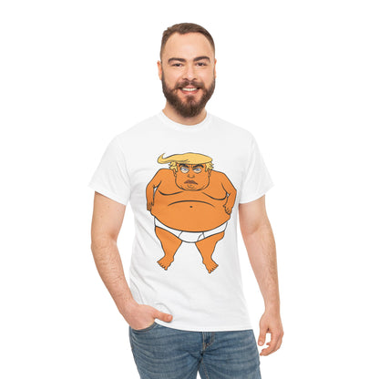 Unisex Heavy Cotton Tee, Harris Walz, Trump, T-shirt, Trump in His Orange Glory