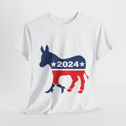 Unisex Heavy Cotton Tee, Harris Walz, Trump, T-shirt, 2 Campaign LOGOS