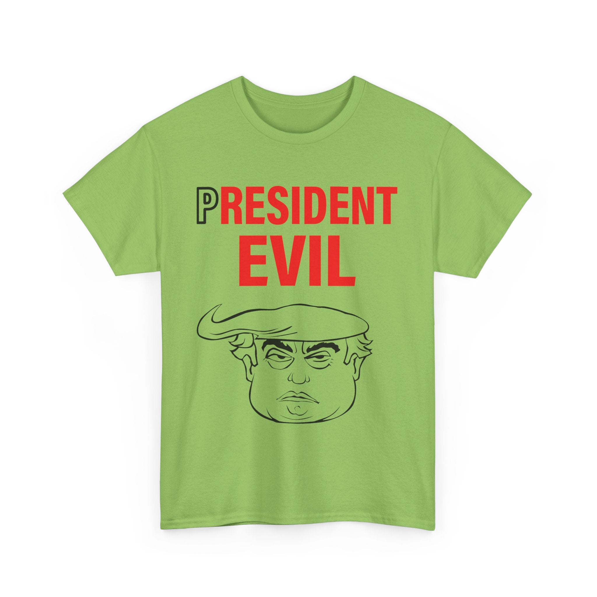 Unisex Heavy Cotton Tee, Harris Walz, President Evil, Trump