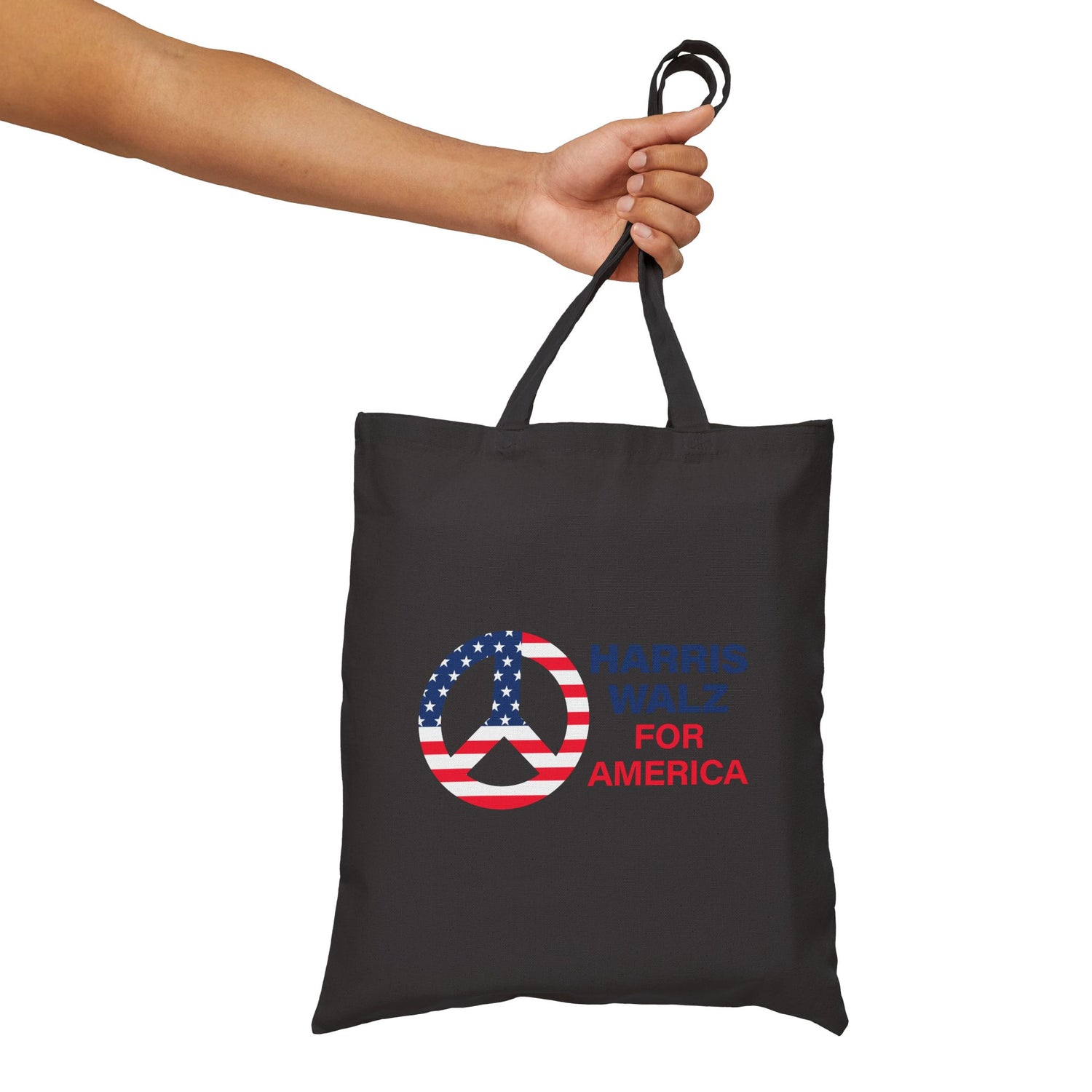 Cotton Canvas Tote Bag Trump Peeing on Rights - Peace Sign