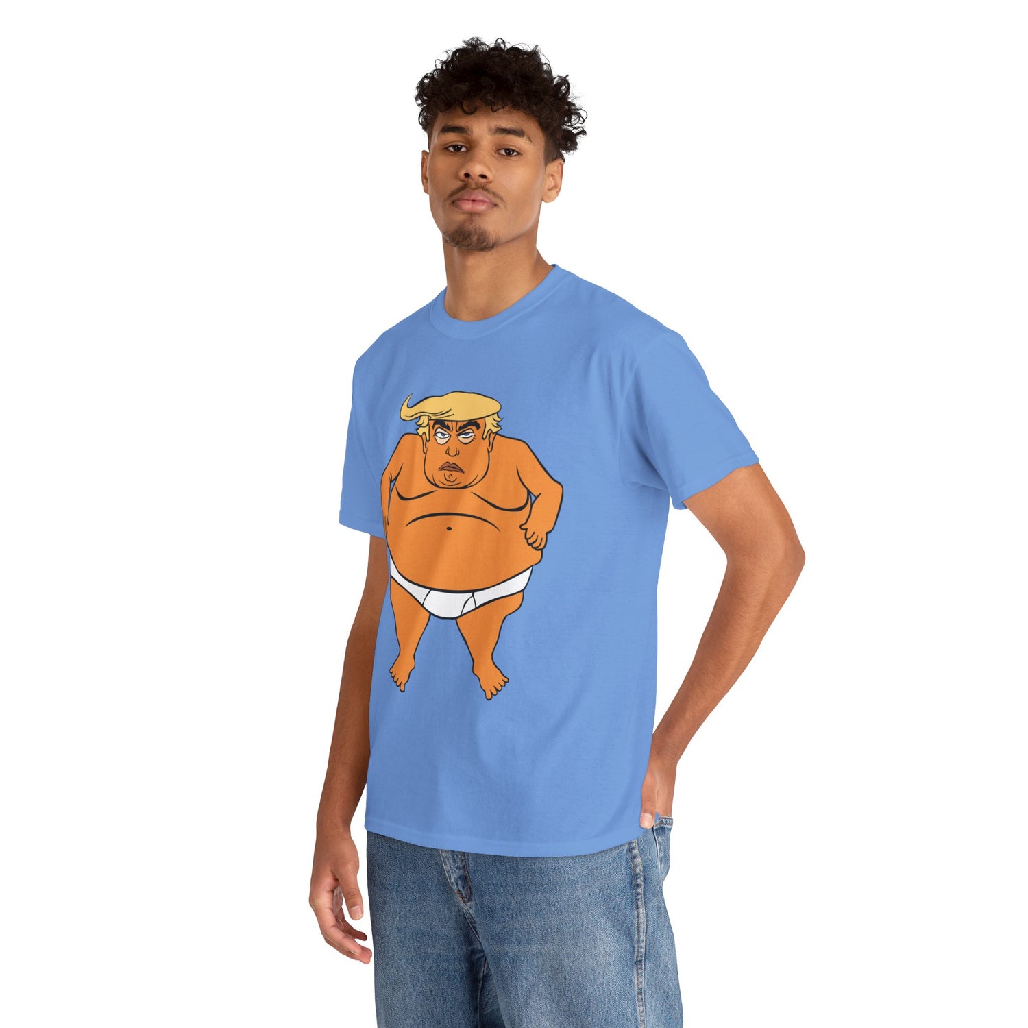 Unisex Heavy Cotton Tee, Harris Walz, Trump, T-shirt, Trump in His Orange Glory