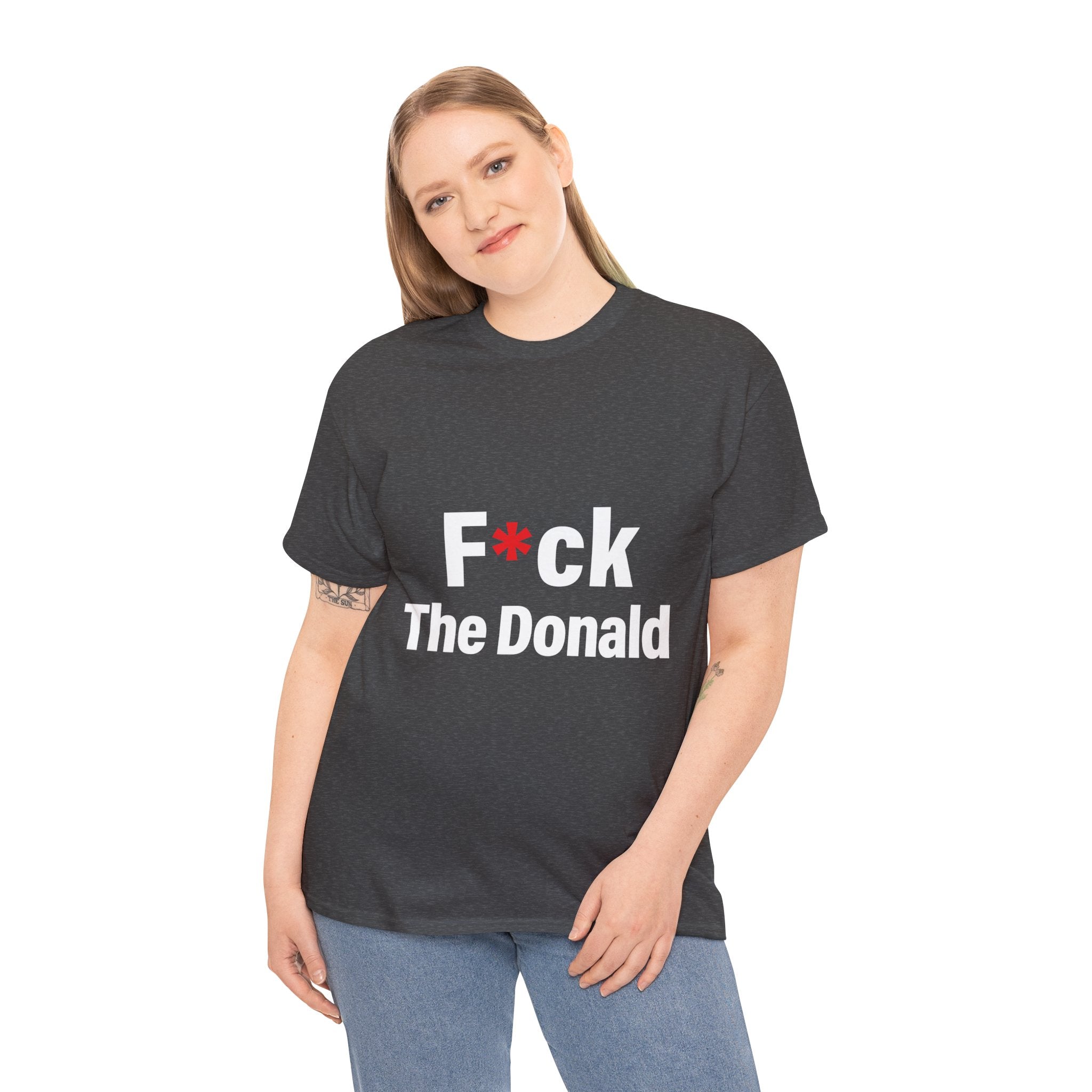 Unisex Heavy Cotton Tee, Harris Walz, Trump, T-shirt, F*ck The Donald