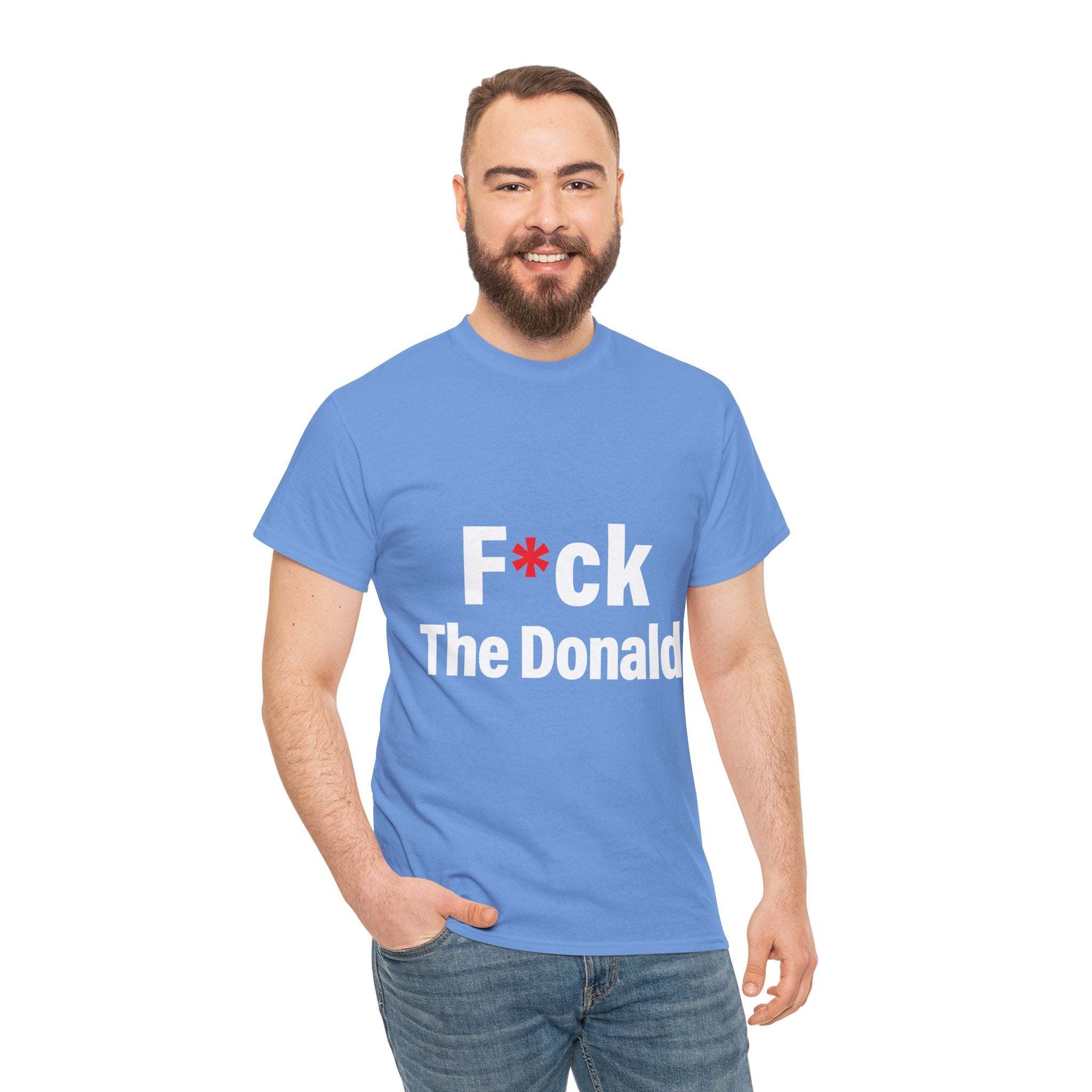 Unisex Heavy Cotton Tee, Harris Walz, Trump, T-shirt, F*ck The Donald