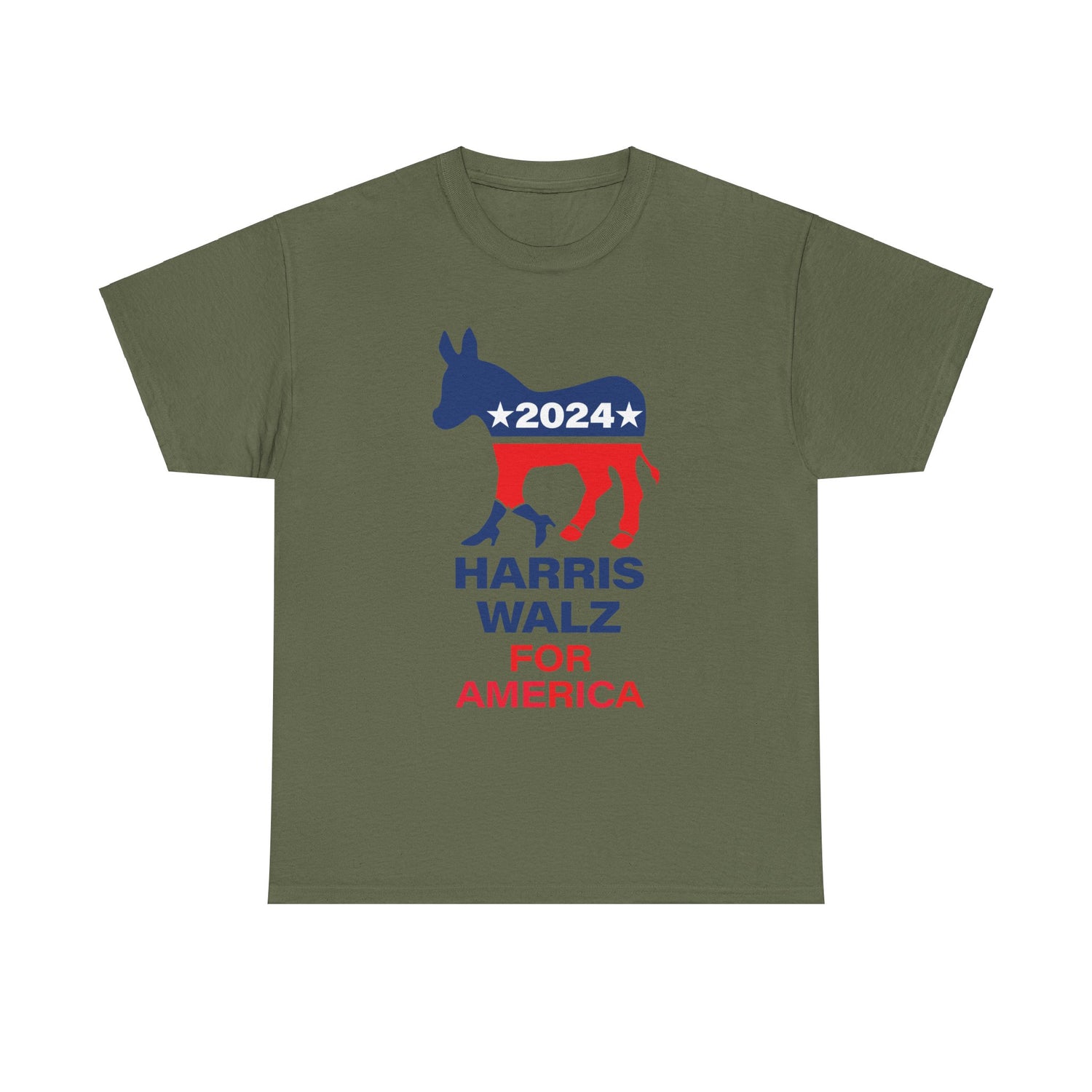 Unisex Heavy Cotton Tee, Harris Walz, Trump, Donkey with boots