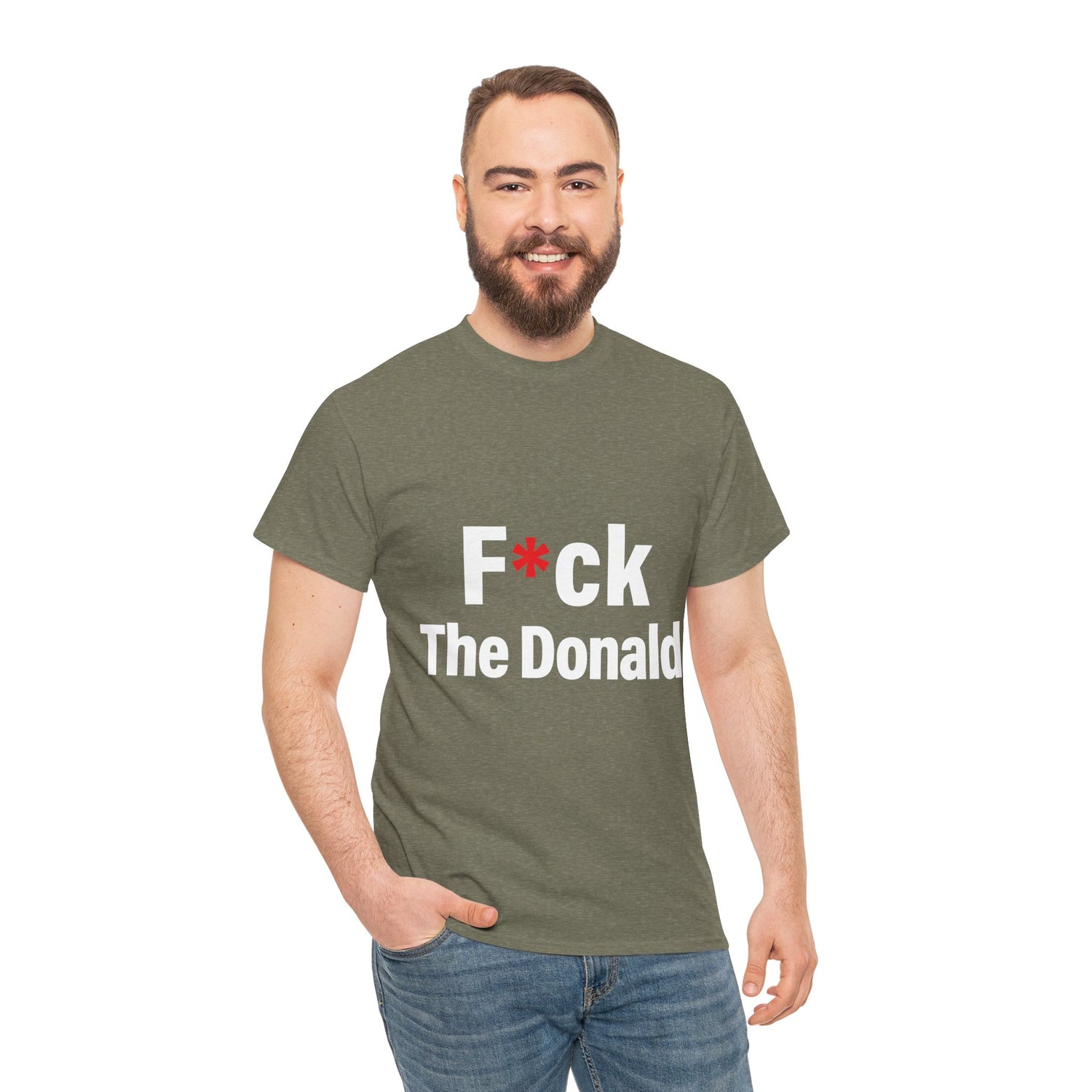 Unisex Heavy Cotton Tee, Harris Walz, Trump, T-shirt, F*ck The Donald