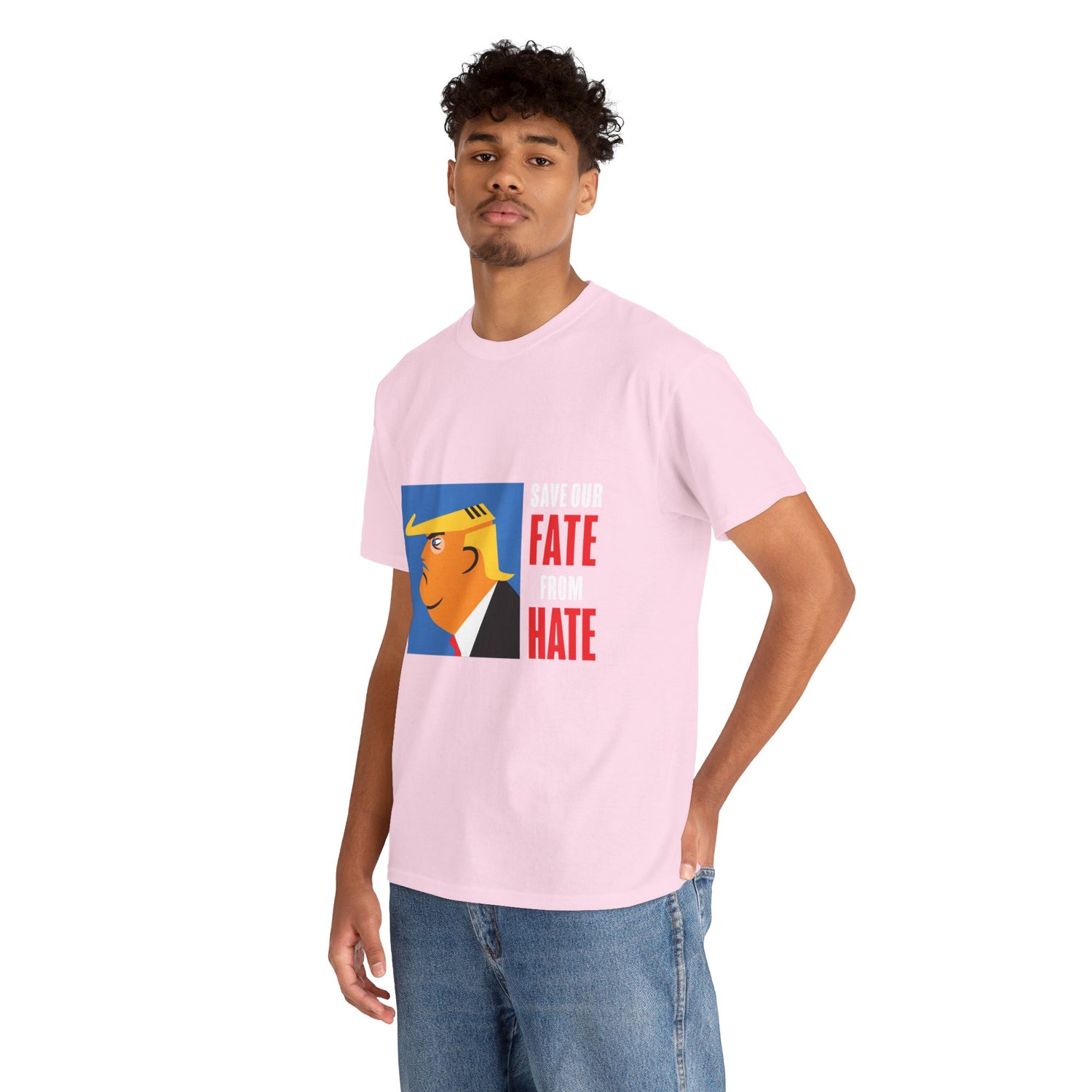 Unisex Heavy Cotton Tee, Harris Walz, Trump, T-shirt, Trump Save Our Fate from Hate