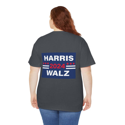 Unisex Heavy Cotton Tee, Harris Walz, Trump, Donkey with boots