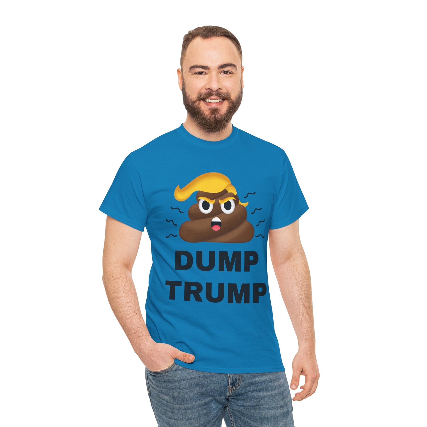 Unisex Heavy Cotton Tee, Harris Walz, Trump, T-shirt, Dump Trump emoji