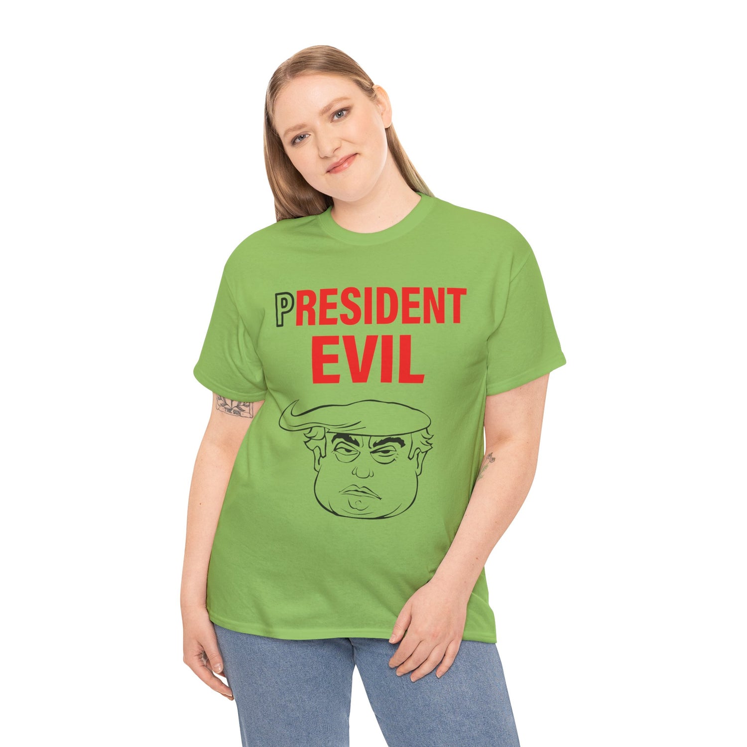 Unisex Heavy Cotton Tee, Harris Walz, Trump, T-shirt, President Evil