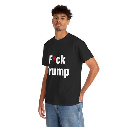 Unisex Heavy Cotton Tee, Harris Walz, Trump, T-shirt, F*ck Trump