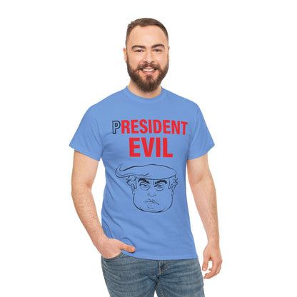 Unisex Heavy Cotton Tee, Harris Walz, Trump, T-shirt, President Evil