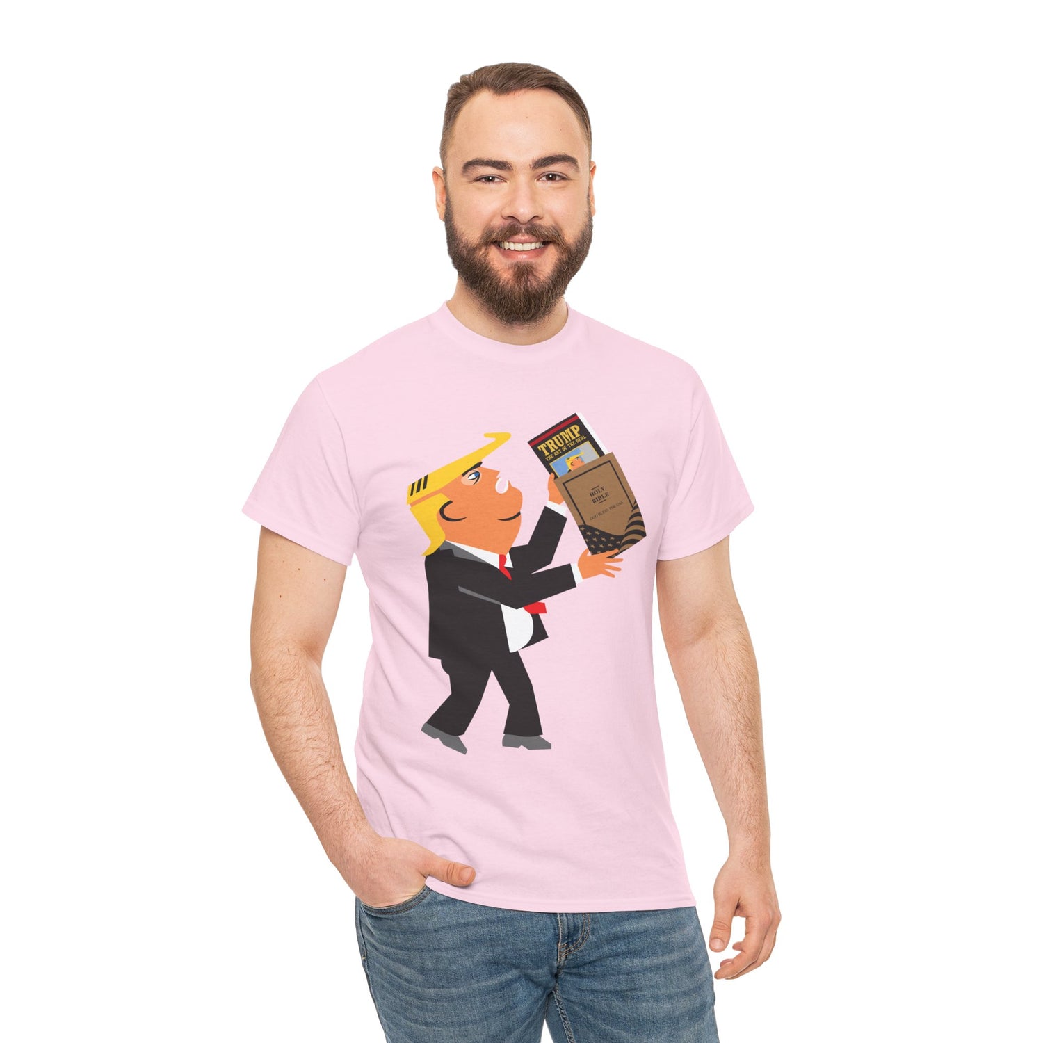 Unisex Heavy Cotton Tee, Harris Walz, Trump, T-shirt, Trump Bible