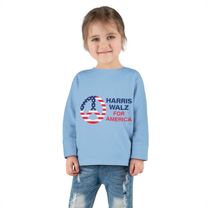 Toddler Long Sleeve Tee - LOGO Peace Sign Harris Walz