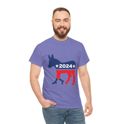 Unisex Heavy Cotton Tee, Harris Walz, Trump, T-shirt, 2 Campaign LOGOS