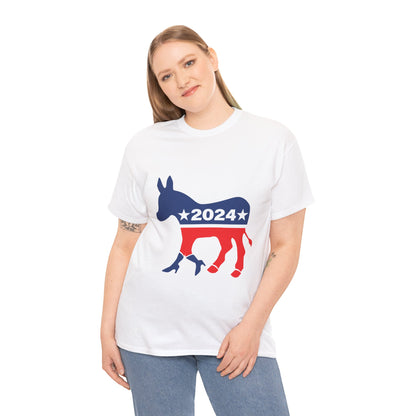 Unisex Heavy Cotton Tee, Harris Walz, Trump, T-shirt, 2 Campaign LOGOS