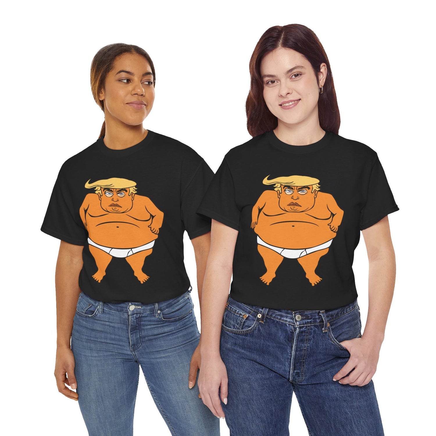 Unisex Heavy Cotton Tee, Harris Walz, Trump, T-shirt, Trump in His Orange Glory