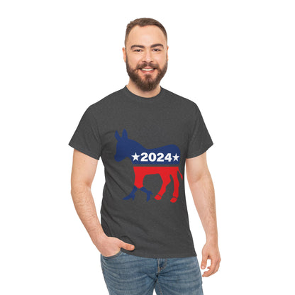 Unisex Heavy Cotton Tee, Harris Walz, Trump, T-shirt, 2 Campaign LOGOS