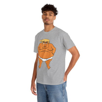 Unisex Heavy Cotton Tee, Harris Walz, Trump, T-shirt, Trump in His Orange Glory