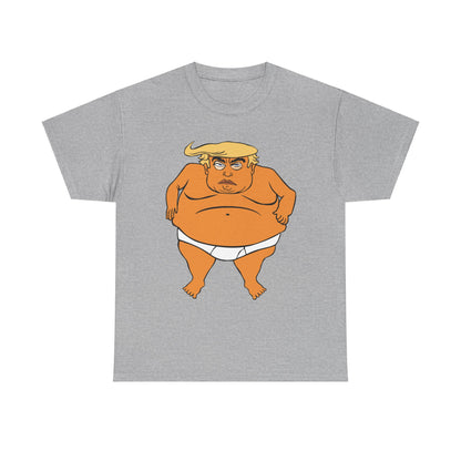 Unisex Heavy Cotton Tee, Harris Walz, Trump, T-shirt, Trump in His Orange Glory