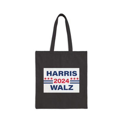 Cotton Canvas Tote Bag, Harris Walz, Trump, Booted Donkey