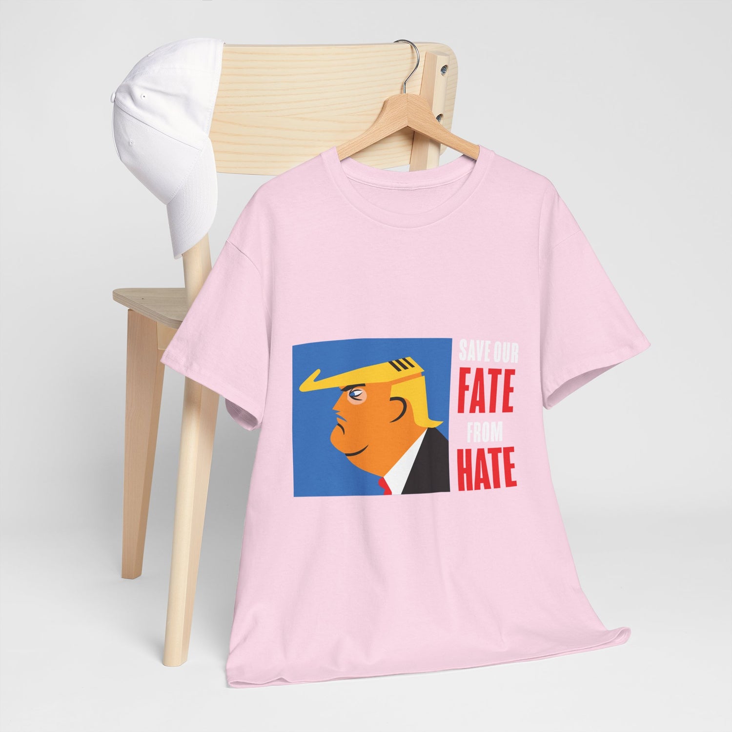 Unisex Heavy Cotton Tee, Harris Walz, Trump, T-shirt, Trump Save Our Fate from Hate