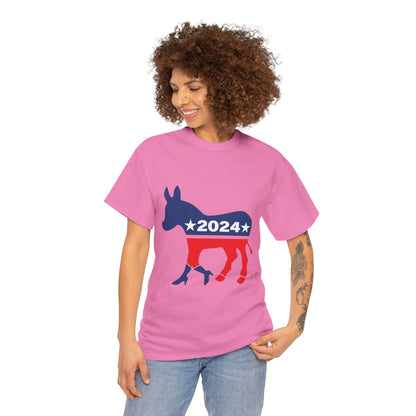 Unisex Heavy Cotton Tee, Harris Walz, Trump, T-shirt, 2 Campaign LOGOS