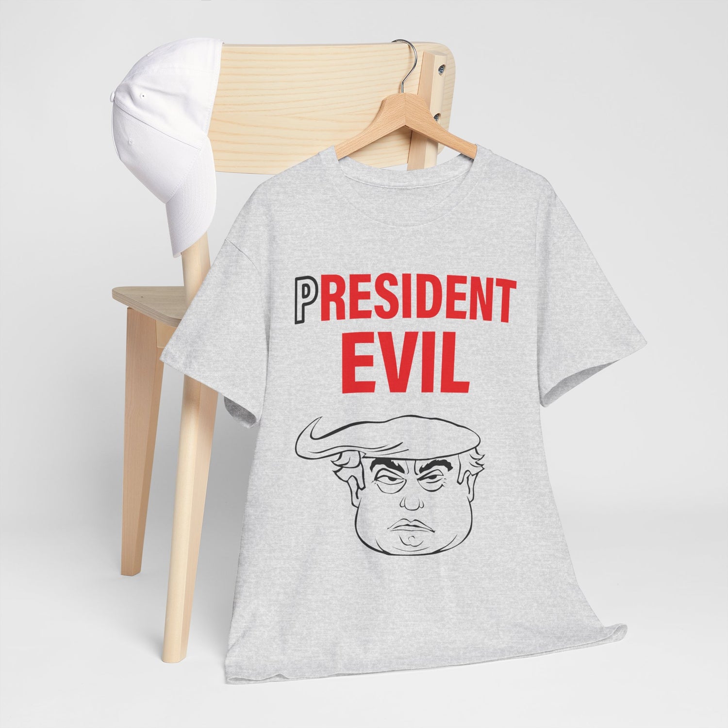 Unisex Heavy Cotton Tee, Harris Walz, Trump, T-shirt, President Evil