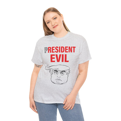 Unisex Heavy Cotton Tee, Harris Walz, Trump, T-shirt, President Evil