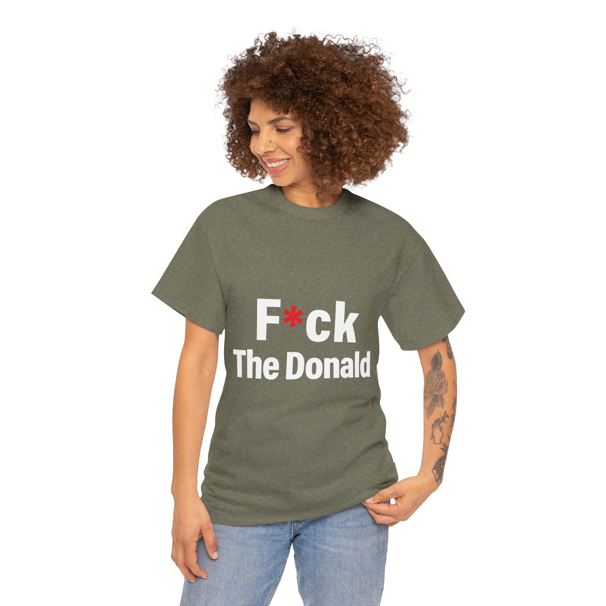 Unisex Heavy Cotton Tee, Harris Walz, Trump, T-shirt, F*ck The Donald