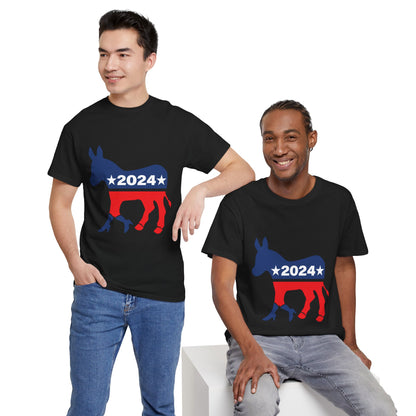 Unisex Heavy Cotton Tee, Harris Walz, Trump, T-shirt, 2 Campaign LOGOS